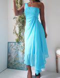 Y2K Turquoise One Shoulder Cocktail Dress