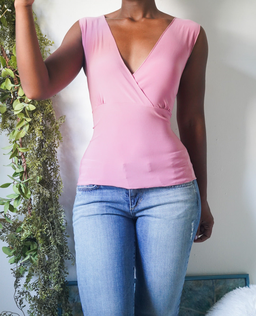 Y2K Staple Pink Crossover Top