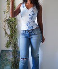 Y2K Baby Blue Butterfly Tank