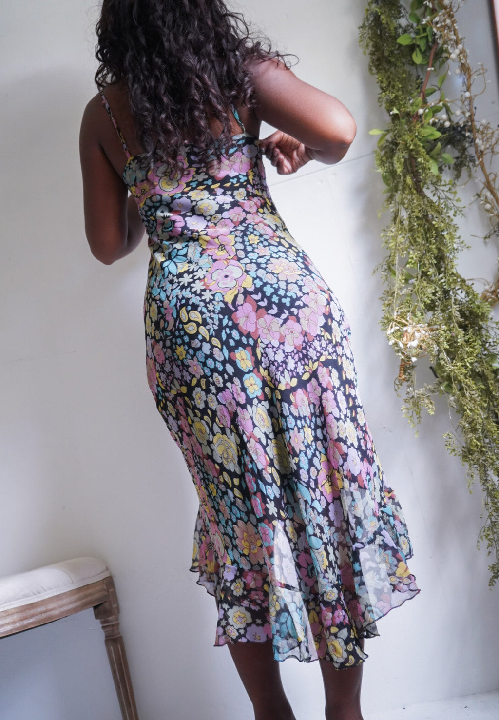 Y2K Ruffle Ditsy Floral Slip Dress
