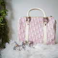 Y2K Dior Pink Trotter Monogram Leather Trim Boston Bag
