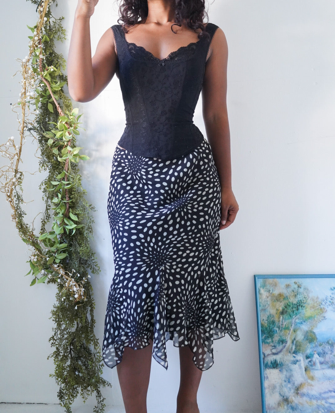 Y2K Monochrome Abstract Skirt