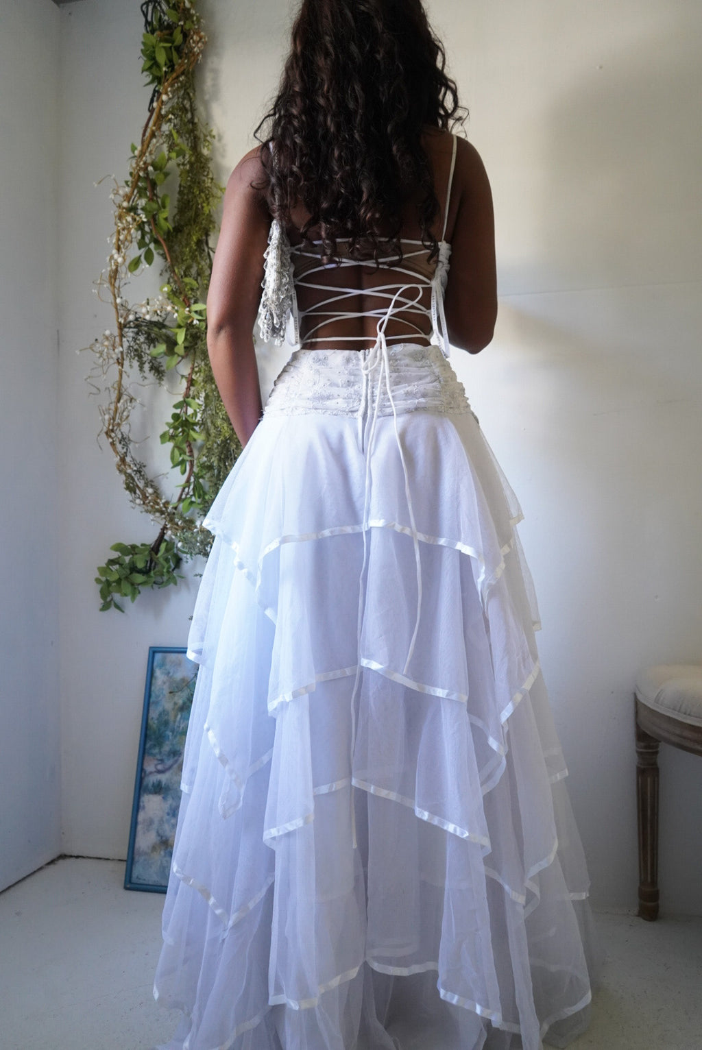 Rare Y2K White Tiered Skirt Fairy Gown
