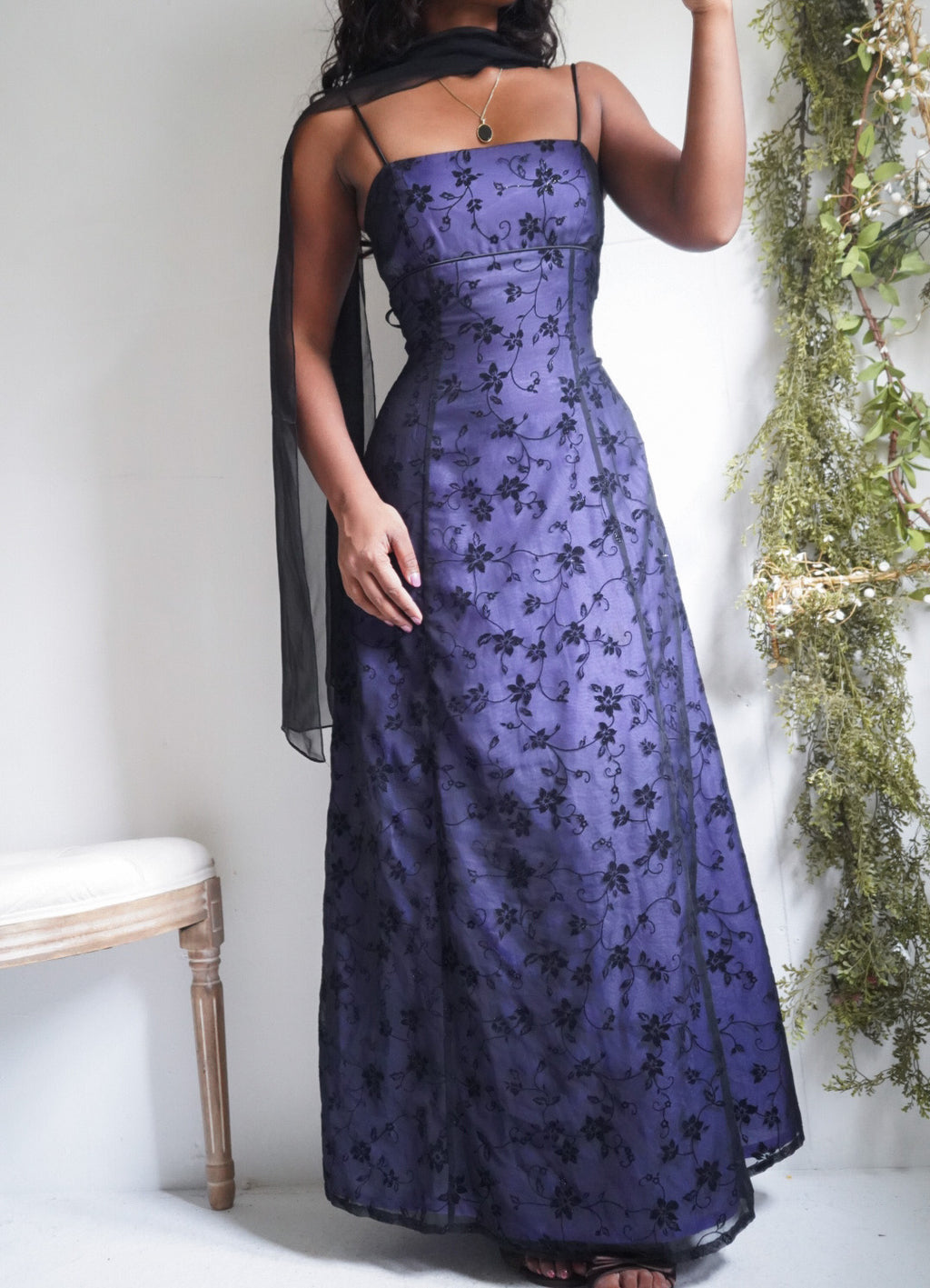 Y2K Violet Blue Layered Gown
