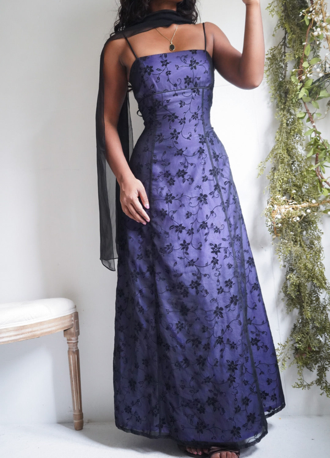 Y2K Violet Blue Layered Gown