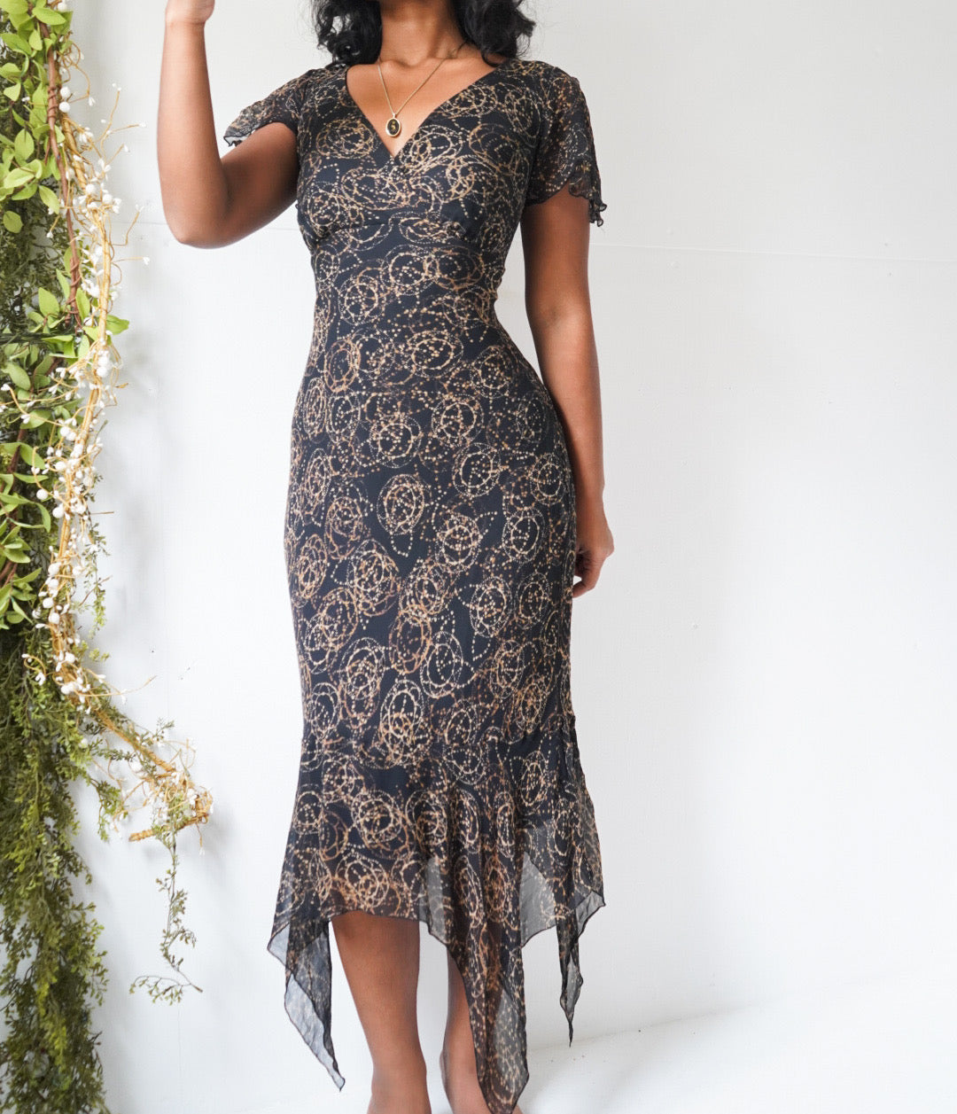 Y2K Boho Fairy Silk Midi Dress