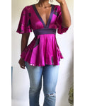 Y2K Bebe Fuchsia Silk Babydoll Top