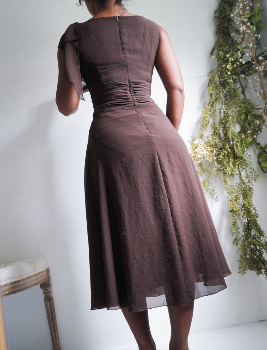 Brown Midi Y2K Dress