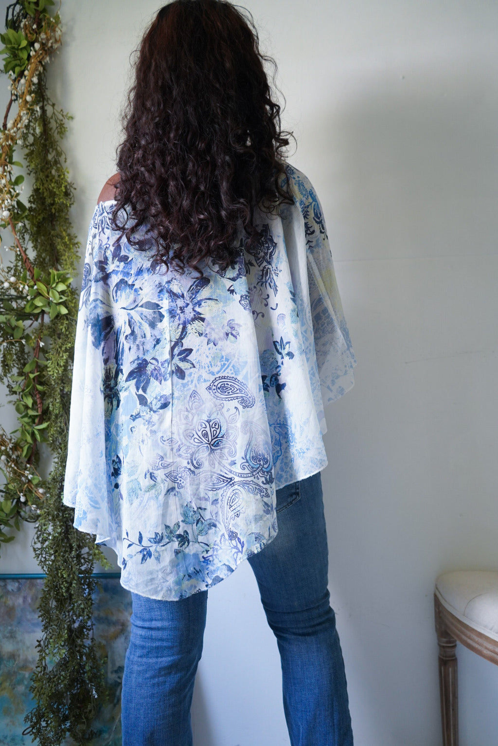 Y2K Boho Paisley Poncho
