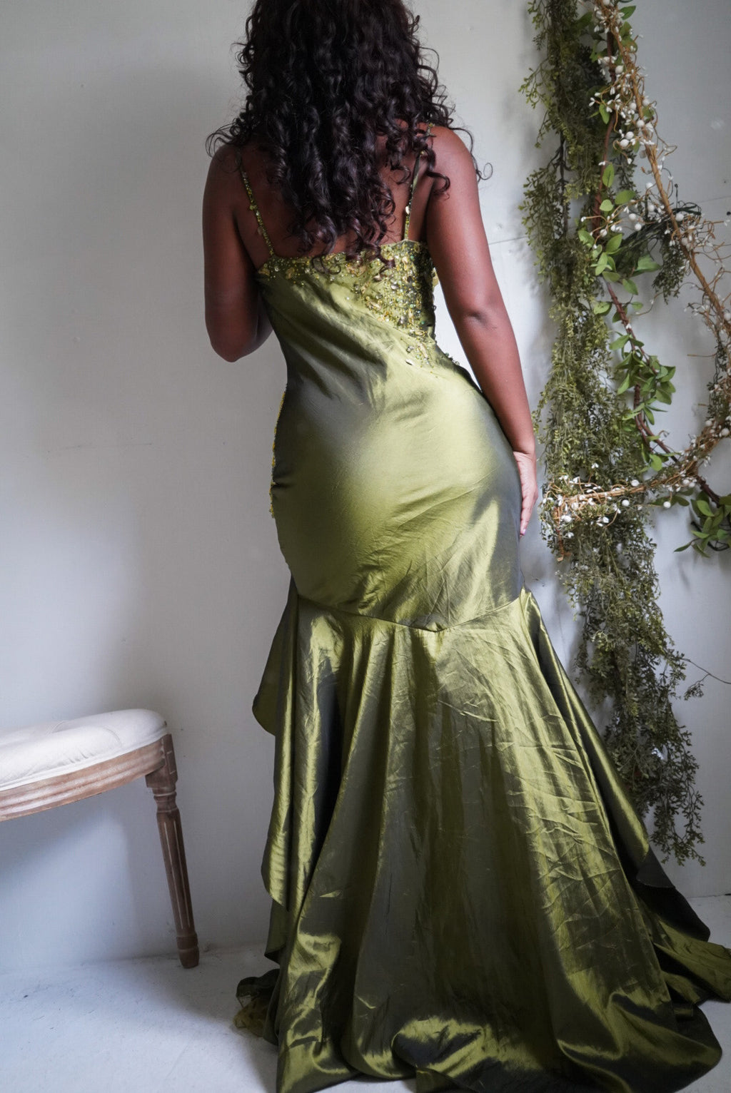 Rare Vintage Iridescent Green Fairy Gown