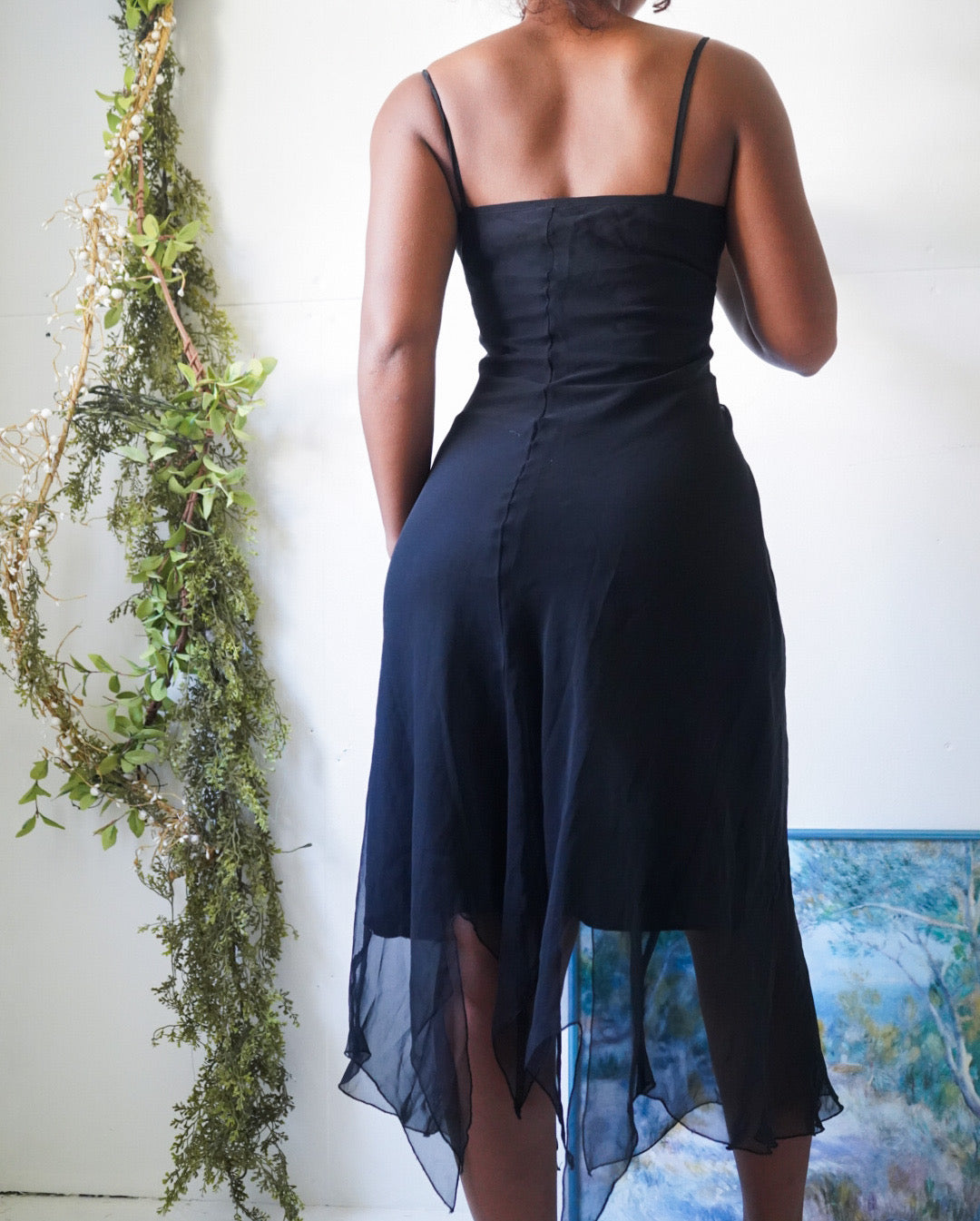 Y2K Black Cowl Neck Slip Dress