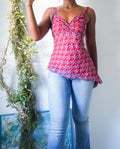 Y2K Tie Back Asymmetric Hem Floral Top