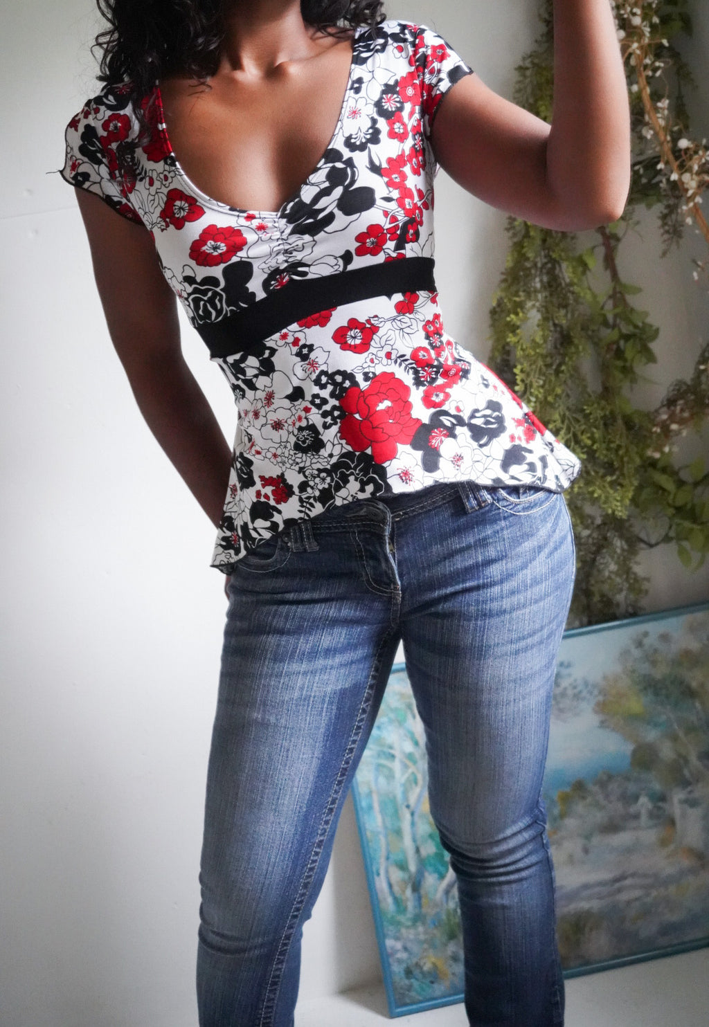 Y2K Sweetheart Floral Tie Back Top