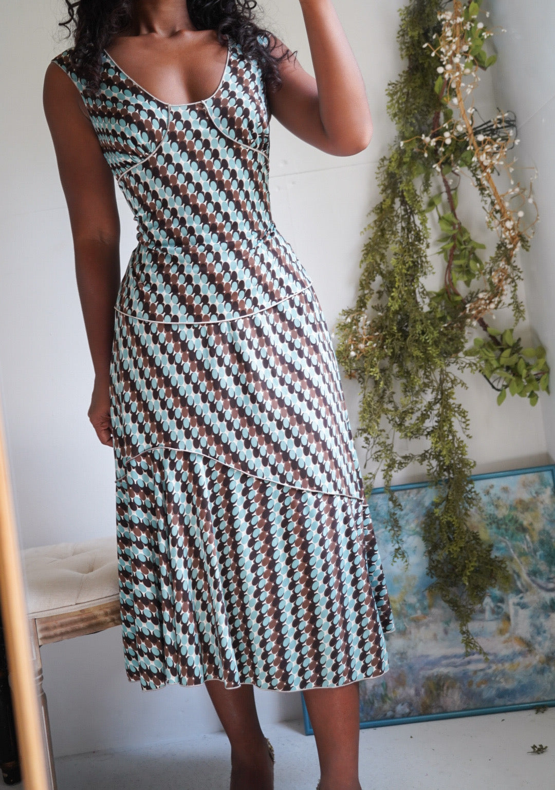 Y2K Abstract Dot Skirt and Top Set