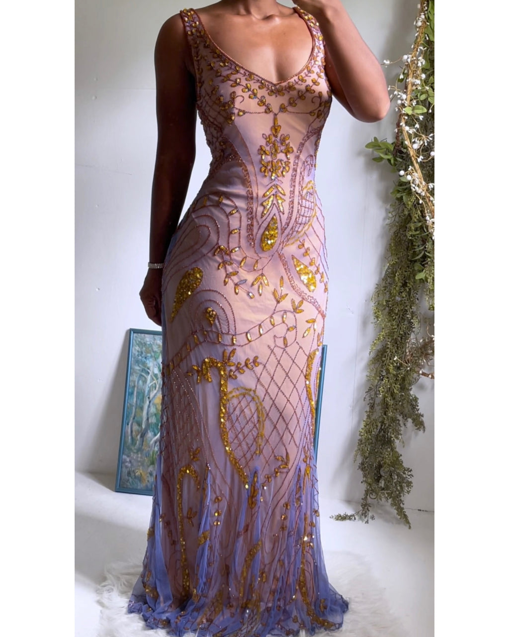 Y2K Ethereal Silk Iridescent Gown