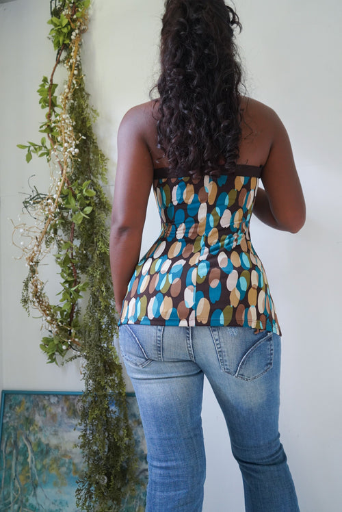 Y2K Embellished Abstract Strapless Top