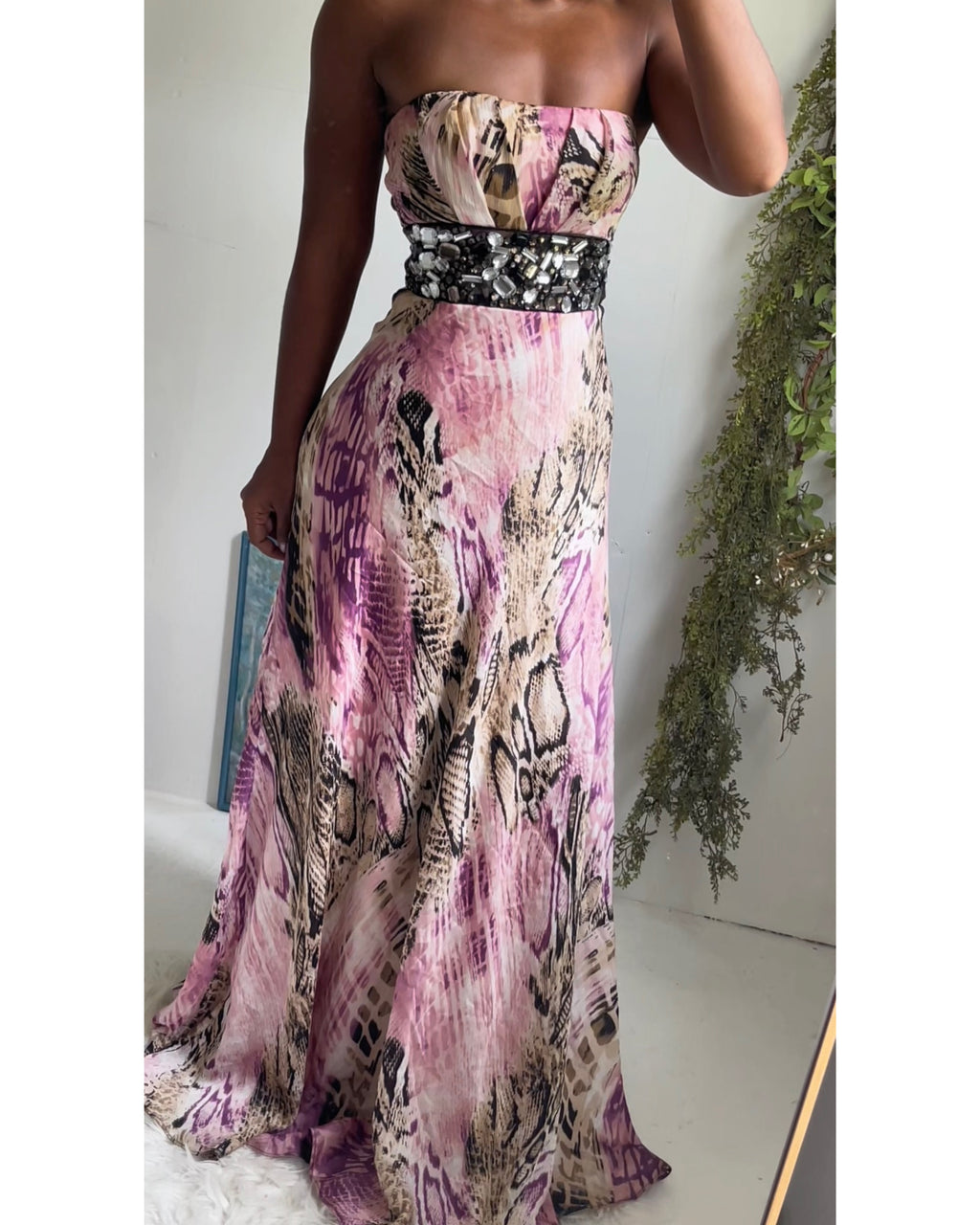 Y2K Snakeskin Strapless Gown