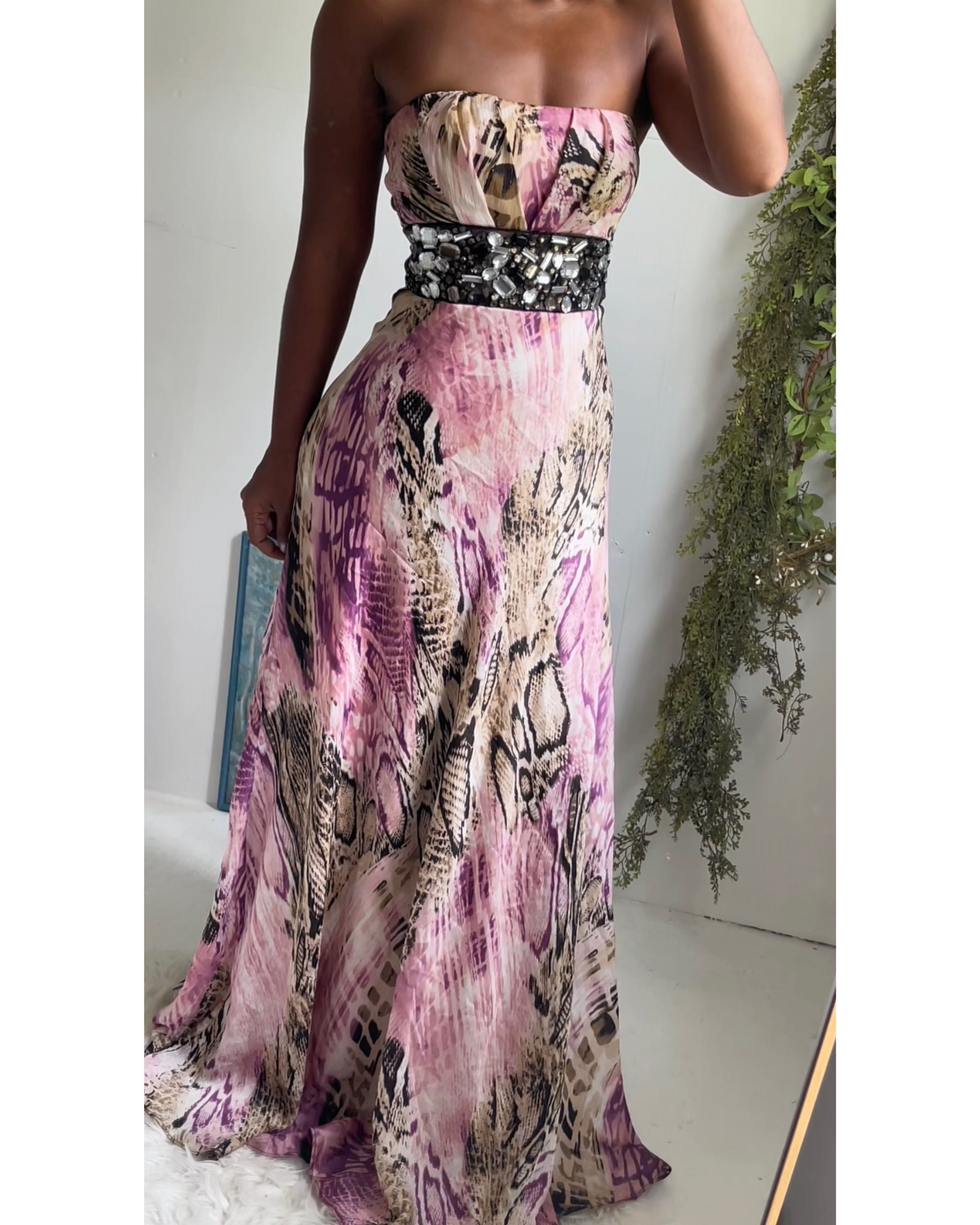 Y2K Snakeskin Strapless Gown