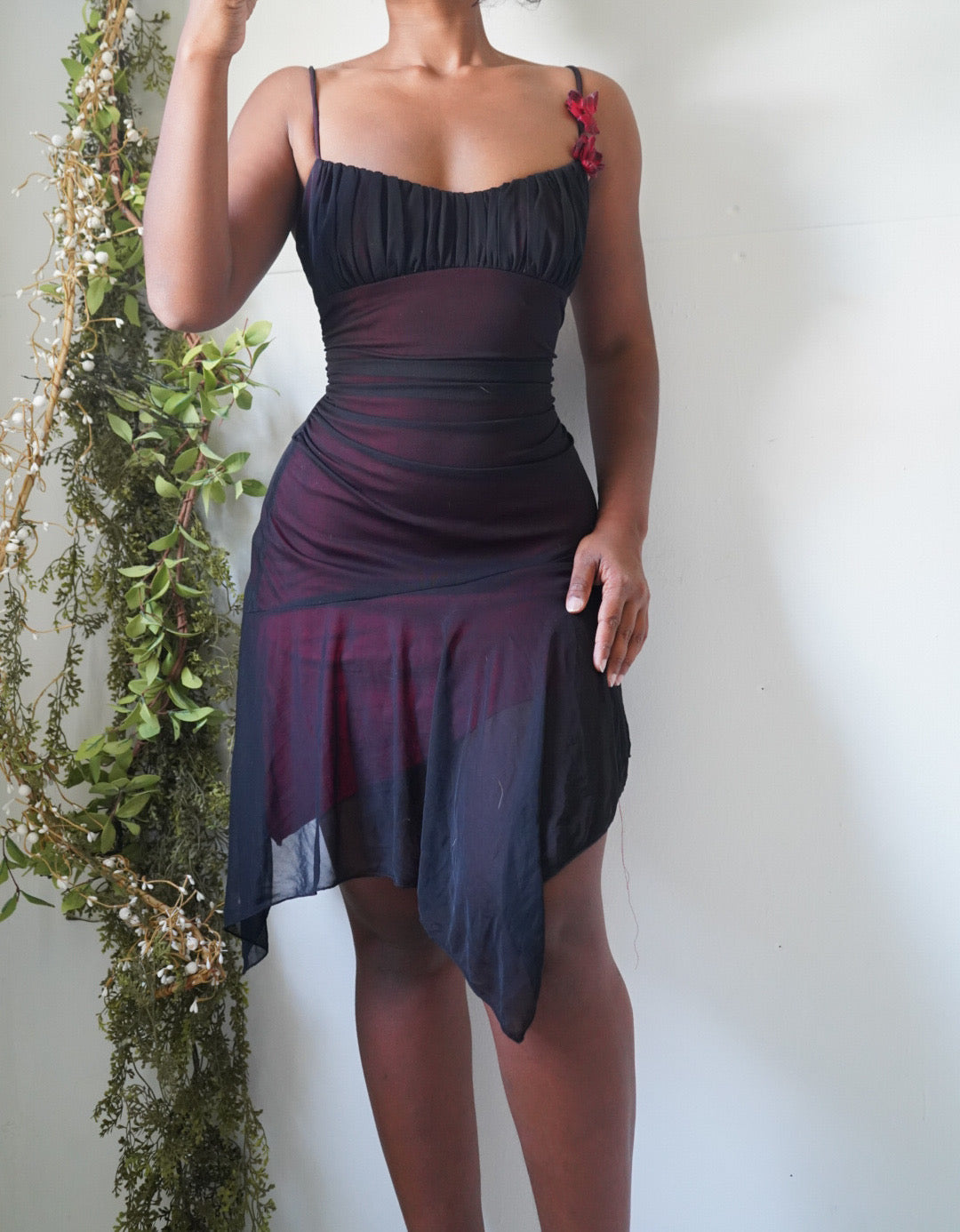 Red and Black Layer Y2K Whimsigoth Mini Dress
