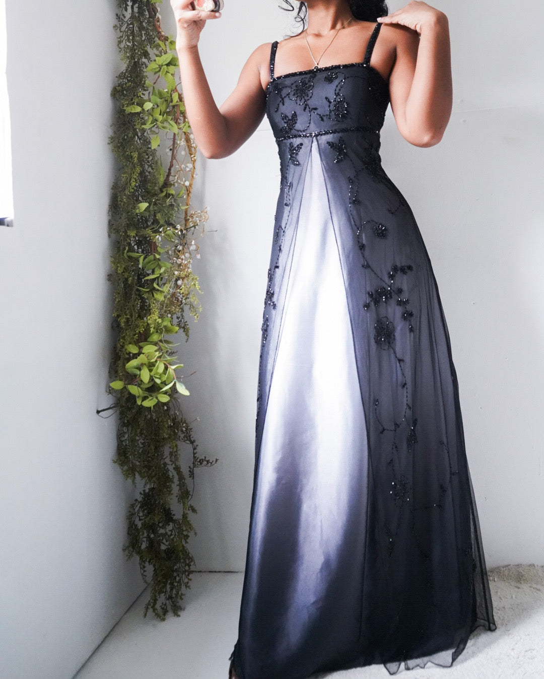 Vintage Y2K Split Front Gradient Beaded Gown