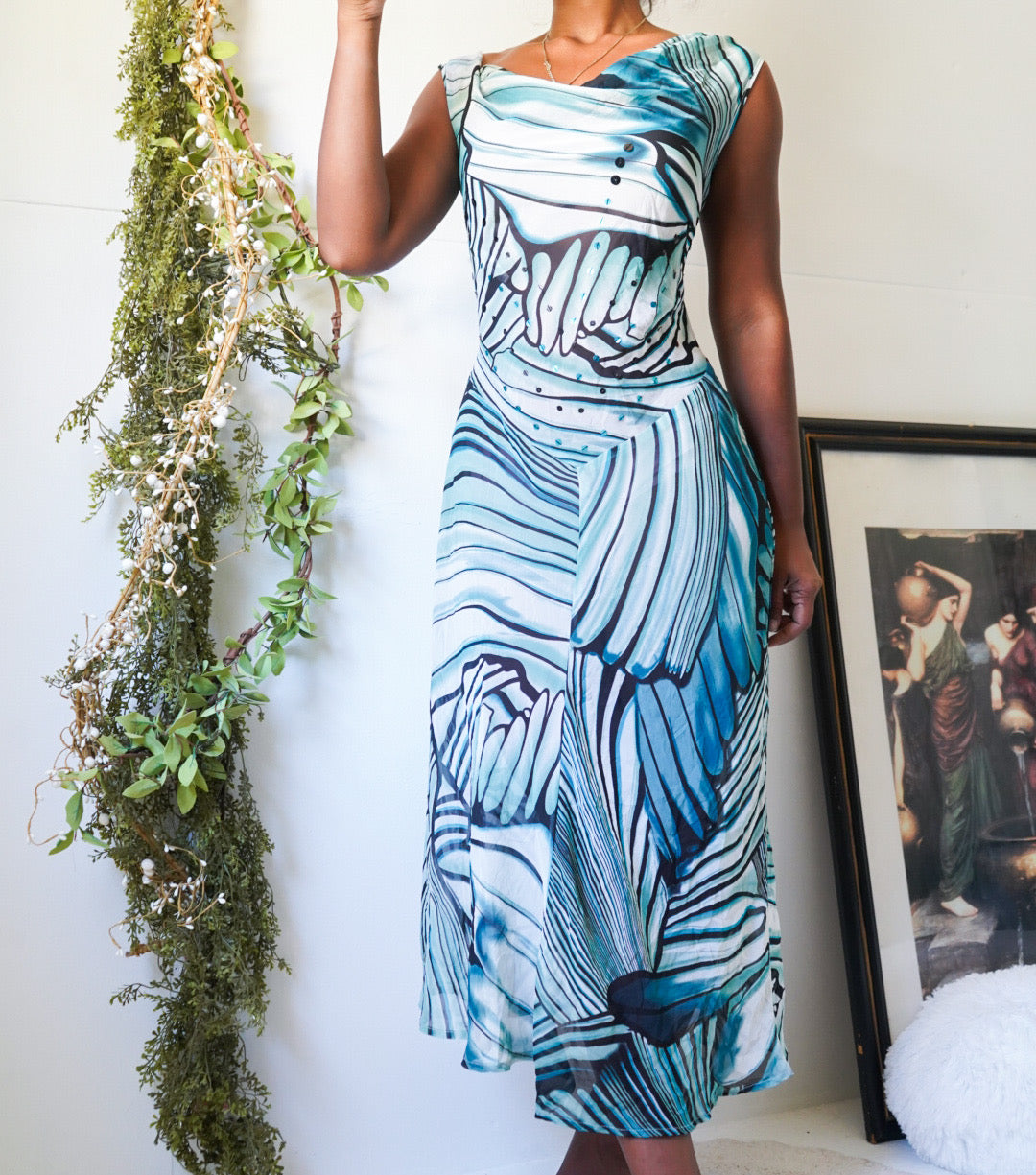 Vintage Butterfly Wing Sequin Slip Dress