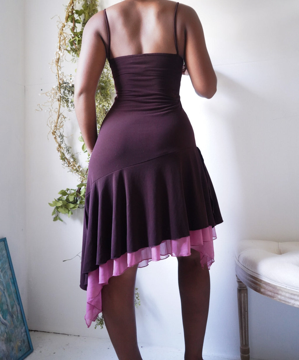 Y2K Brown Fairy Dress with Pink Trimmings