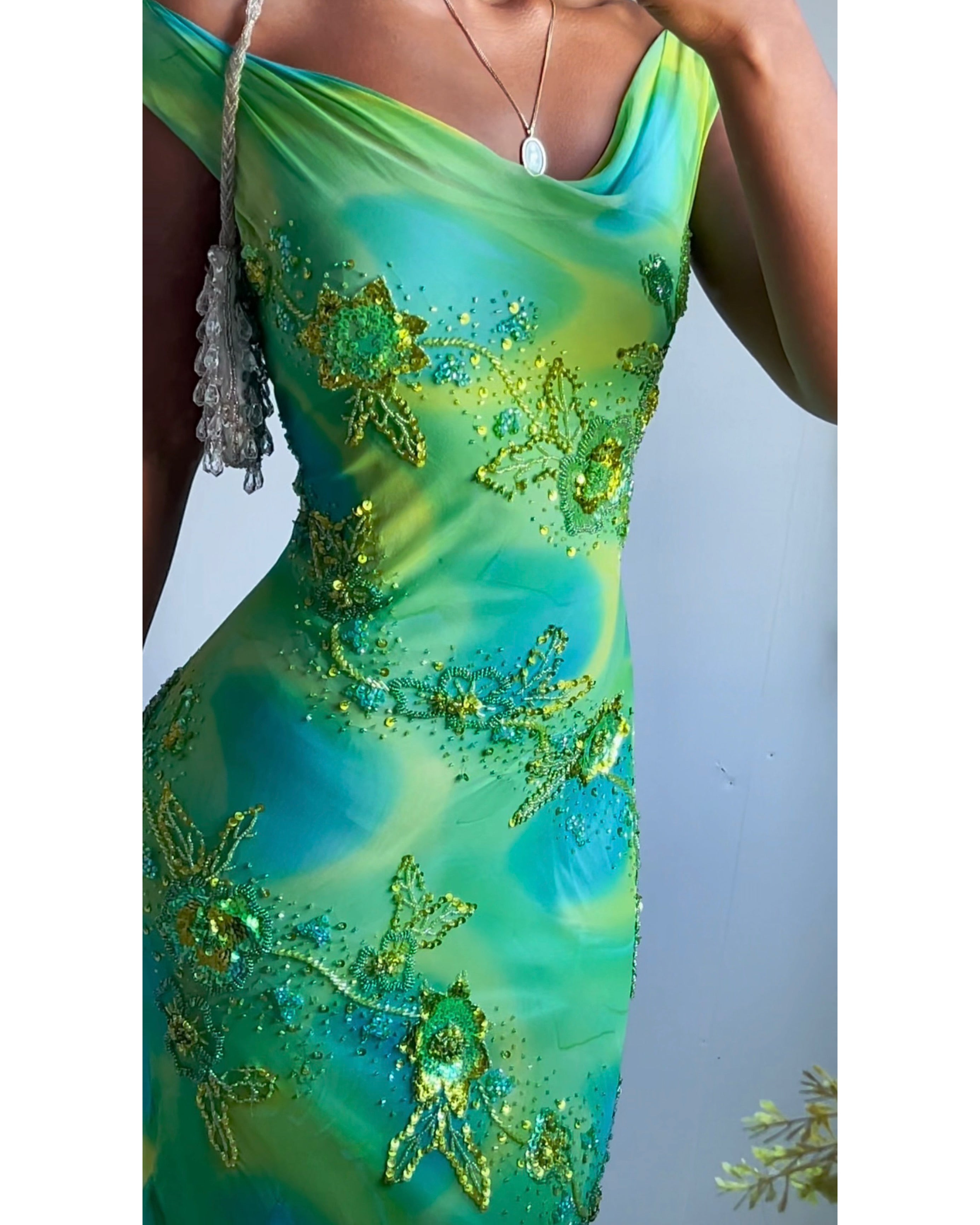 Vintage Psychedelic Silk Beaded Fairy Dress