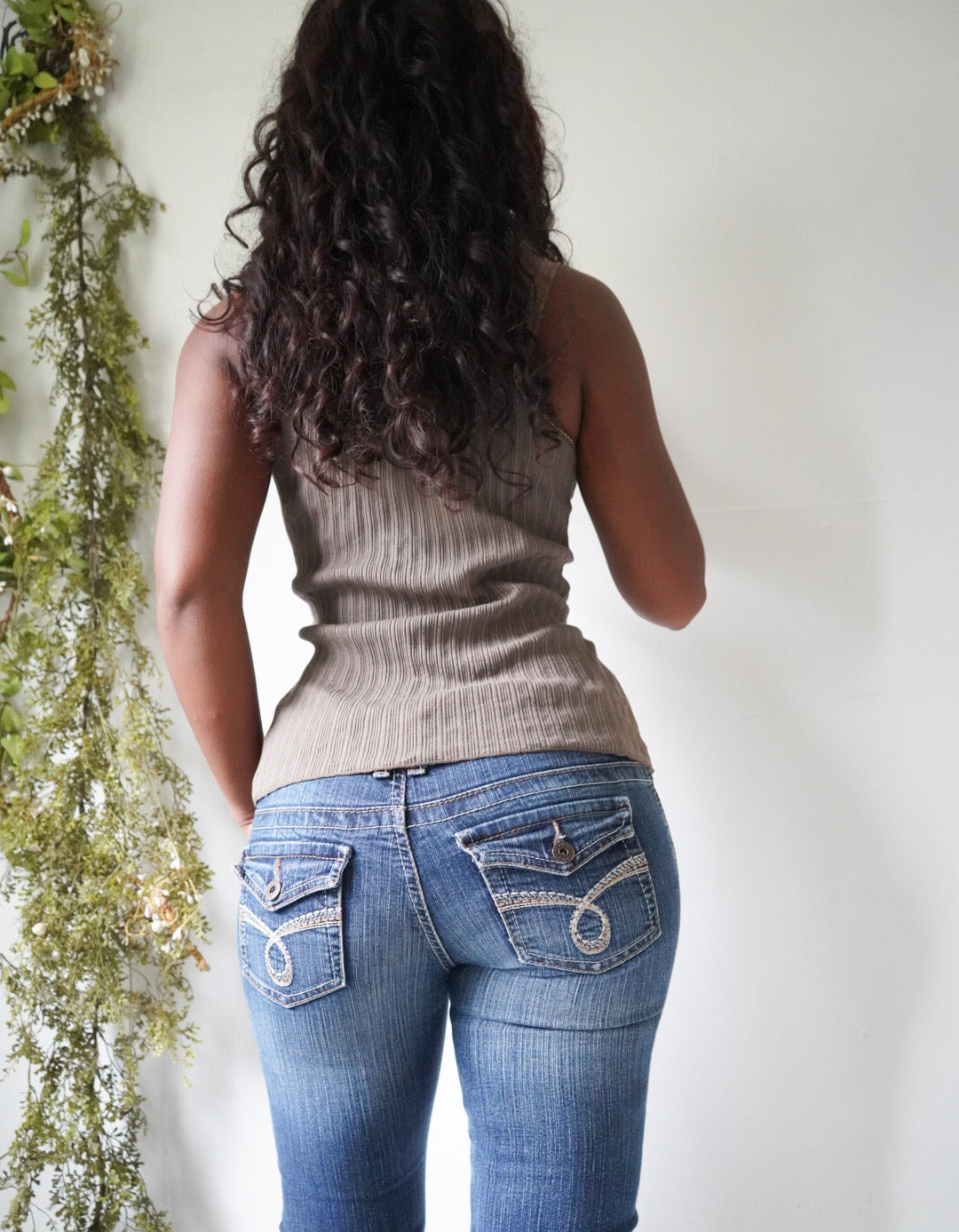 Y2K Romantic Ribbed Knit Flower Trim Cami