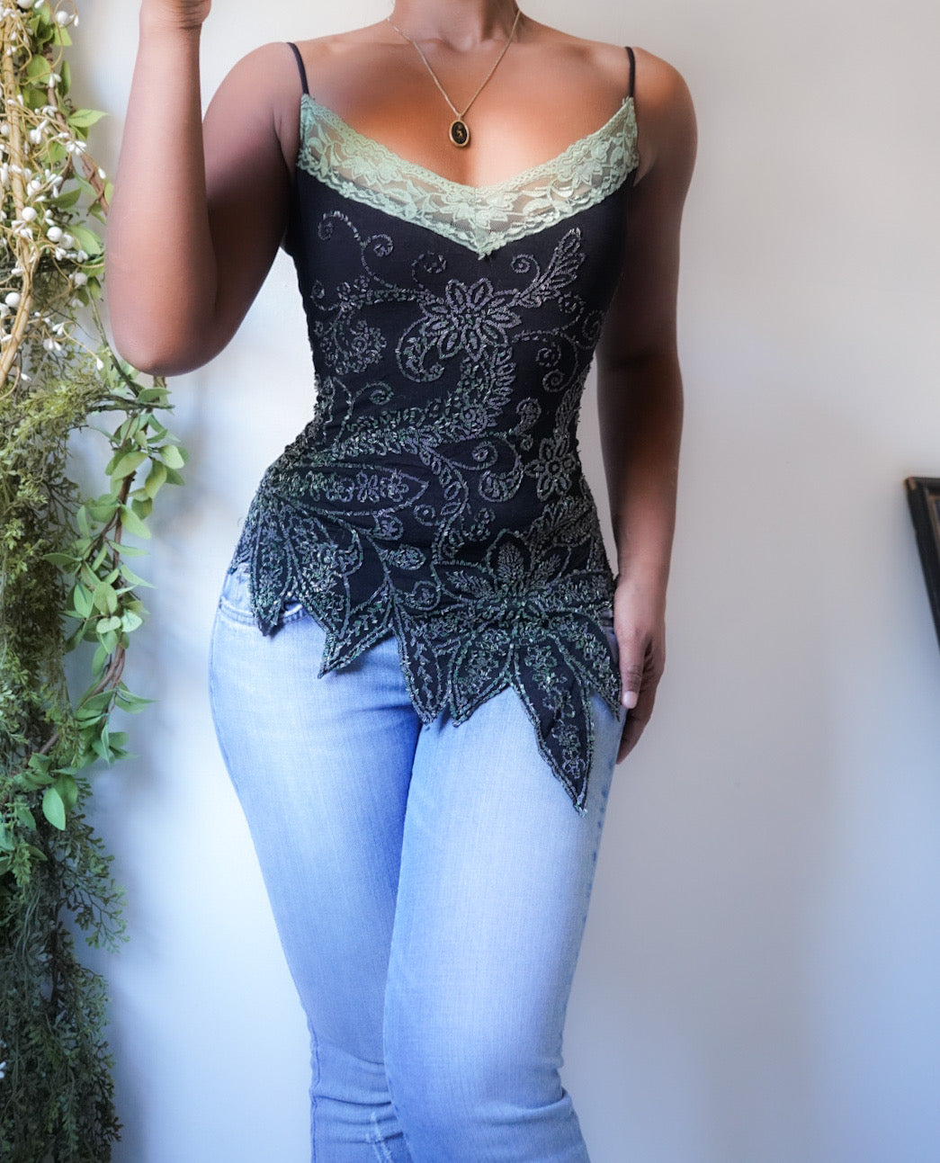 Rare Beaded Floral Hem Cami