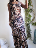 Y2K Fall Floral Ruffle Hem Maxi Dress