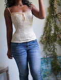 Y2K Tan Lace Coquette Cami