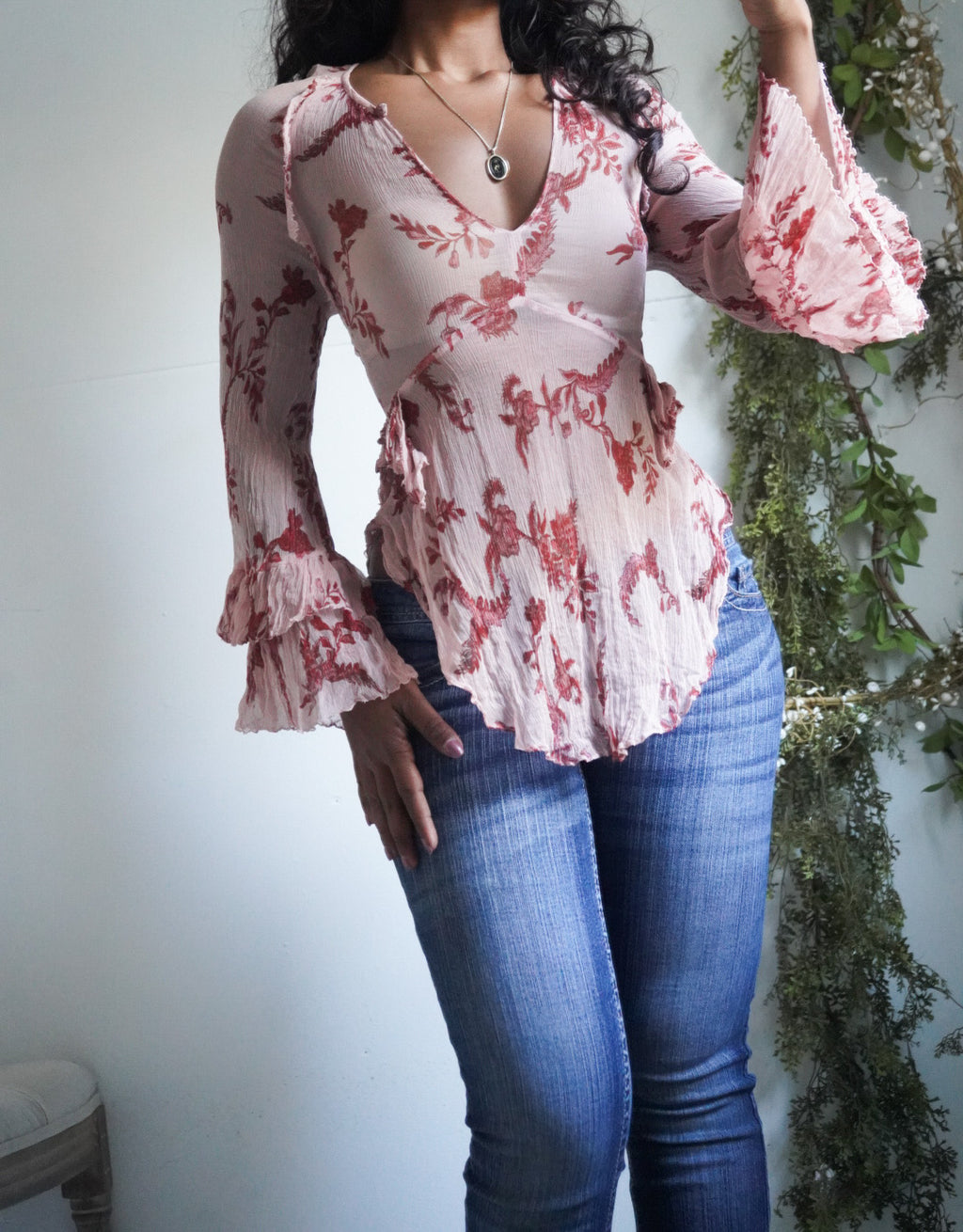 Y2K Chiffon Ruffle Detail Dainty Top