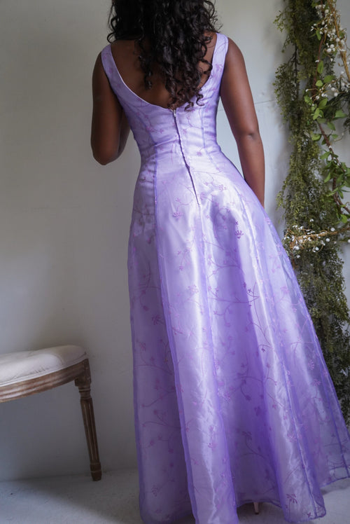 Y2K Lavender Organza Burnout Gown