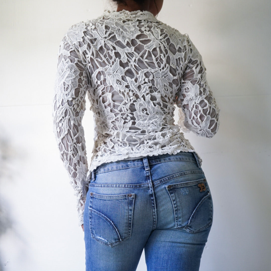 Rare Vintage 90’s Ivory French Lace Shirt