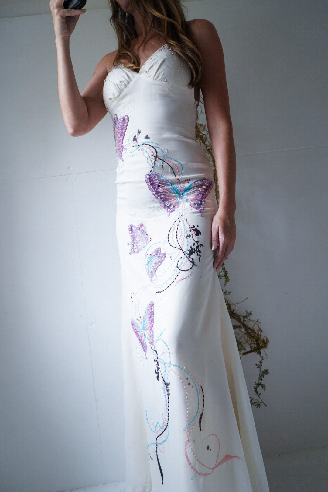 Rare Beaded Butterfly Coquette Gown