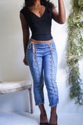 Y2K Lace Up Capri Pants