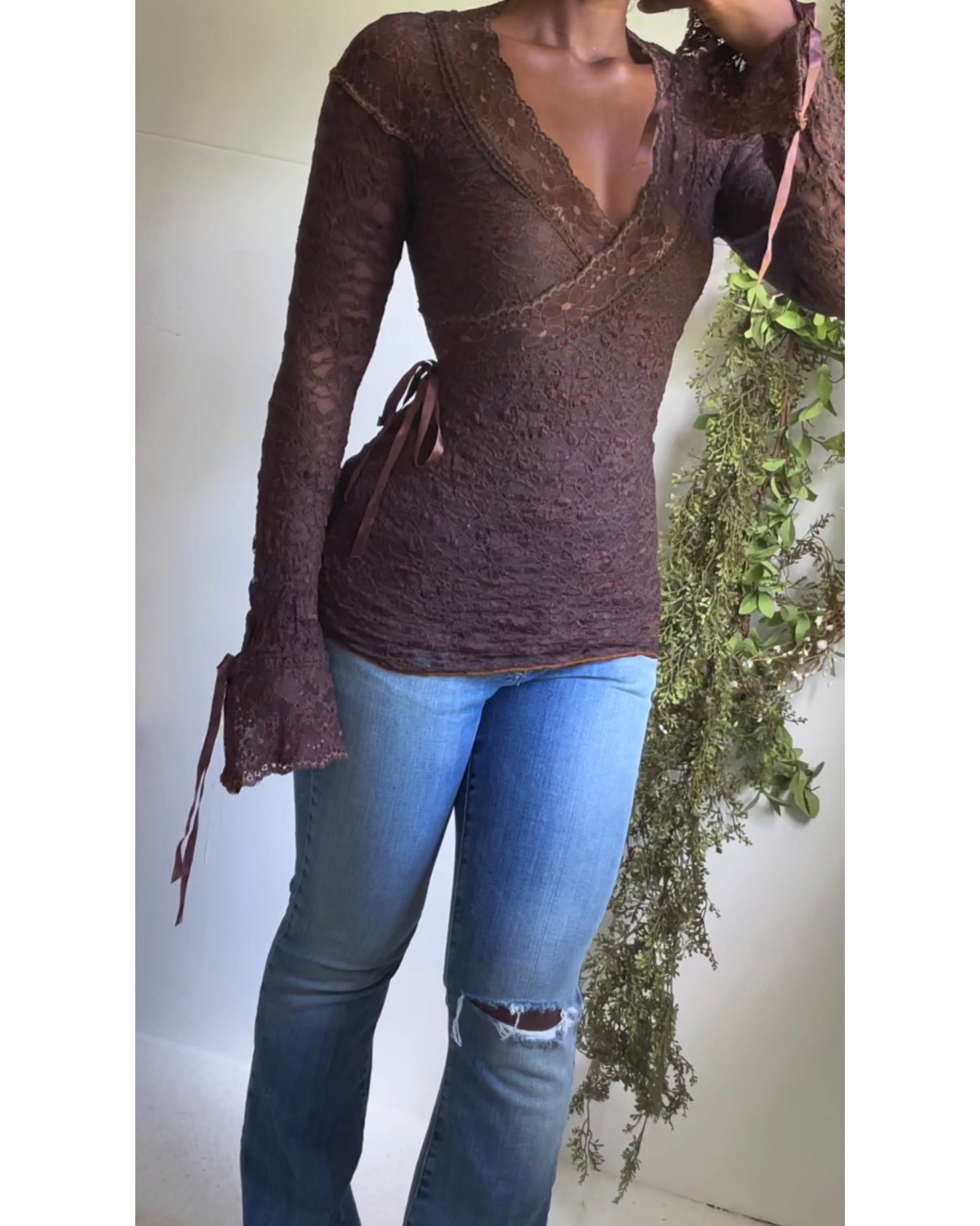 Chocolate Lace Ann Ferriday Long Sleeve Top