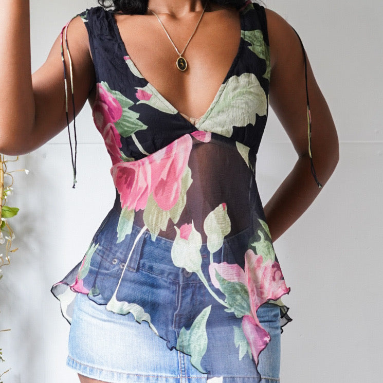 Silk Chiffon Fairy Floral Top