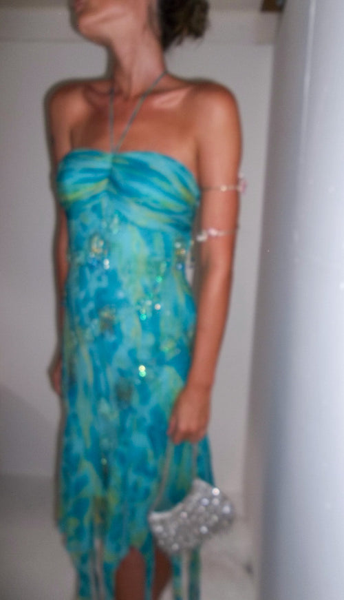 Y2K Rare Silk Beaded Mermaid Dress