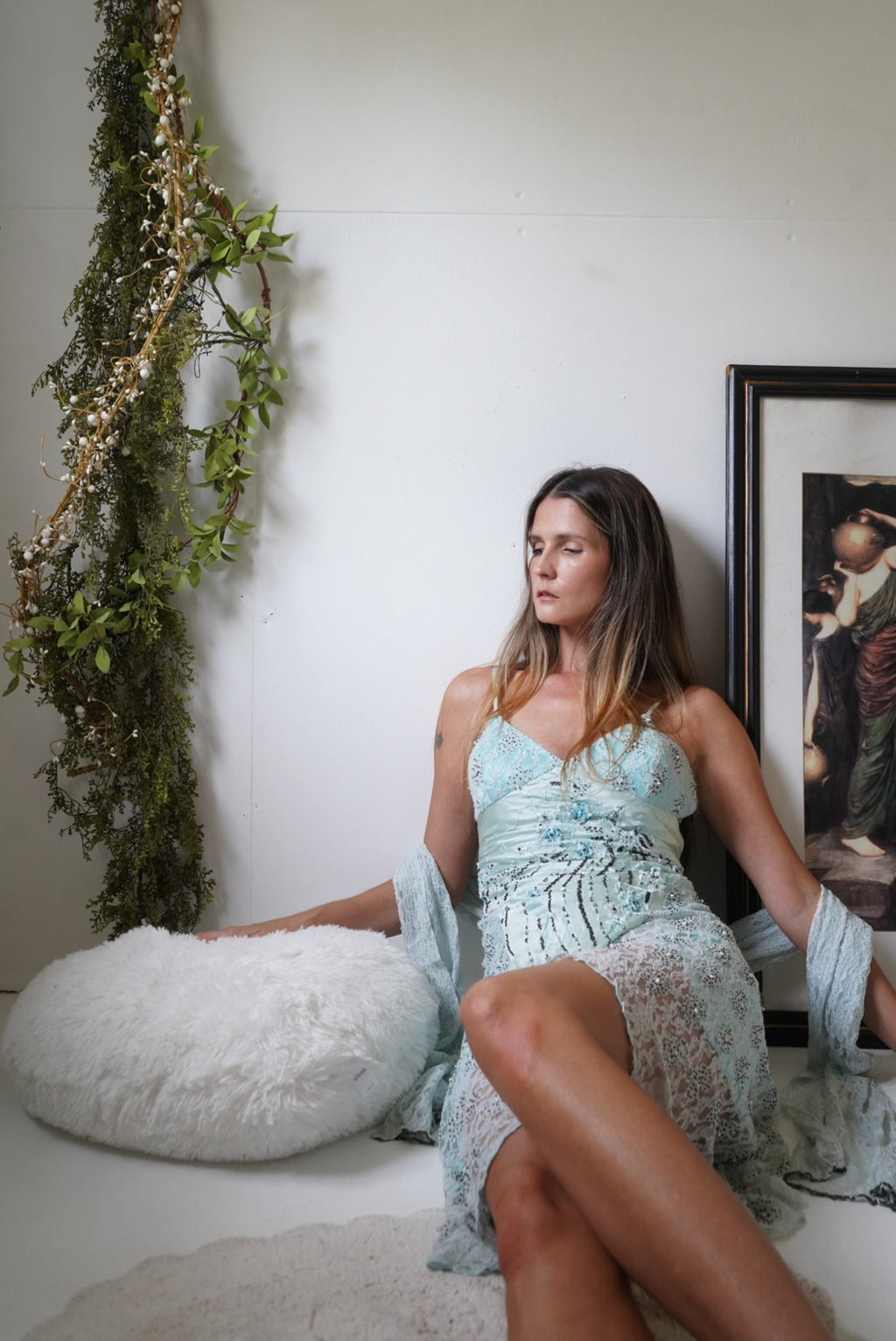 Icy Blue Charmeuse Midi Dress