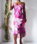 Pink Tropical Floral Midi Slip Dress
