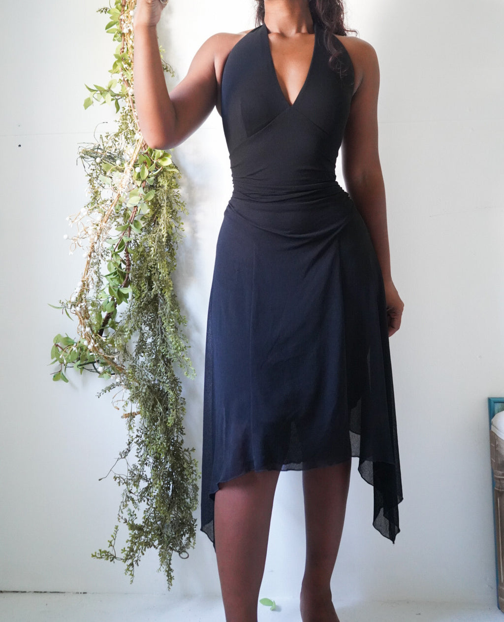 Y2K Black Elevated Basic Halter Dress