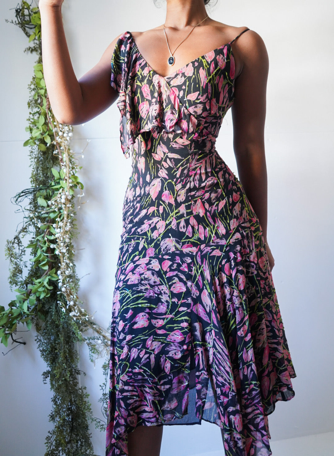 Y2K Romantic Silk Beaded Dress