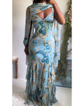 Y2K Rare Light Turquoise Silk Paisley Fairy Gown