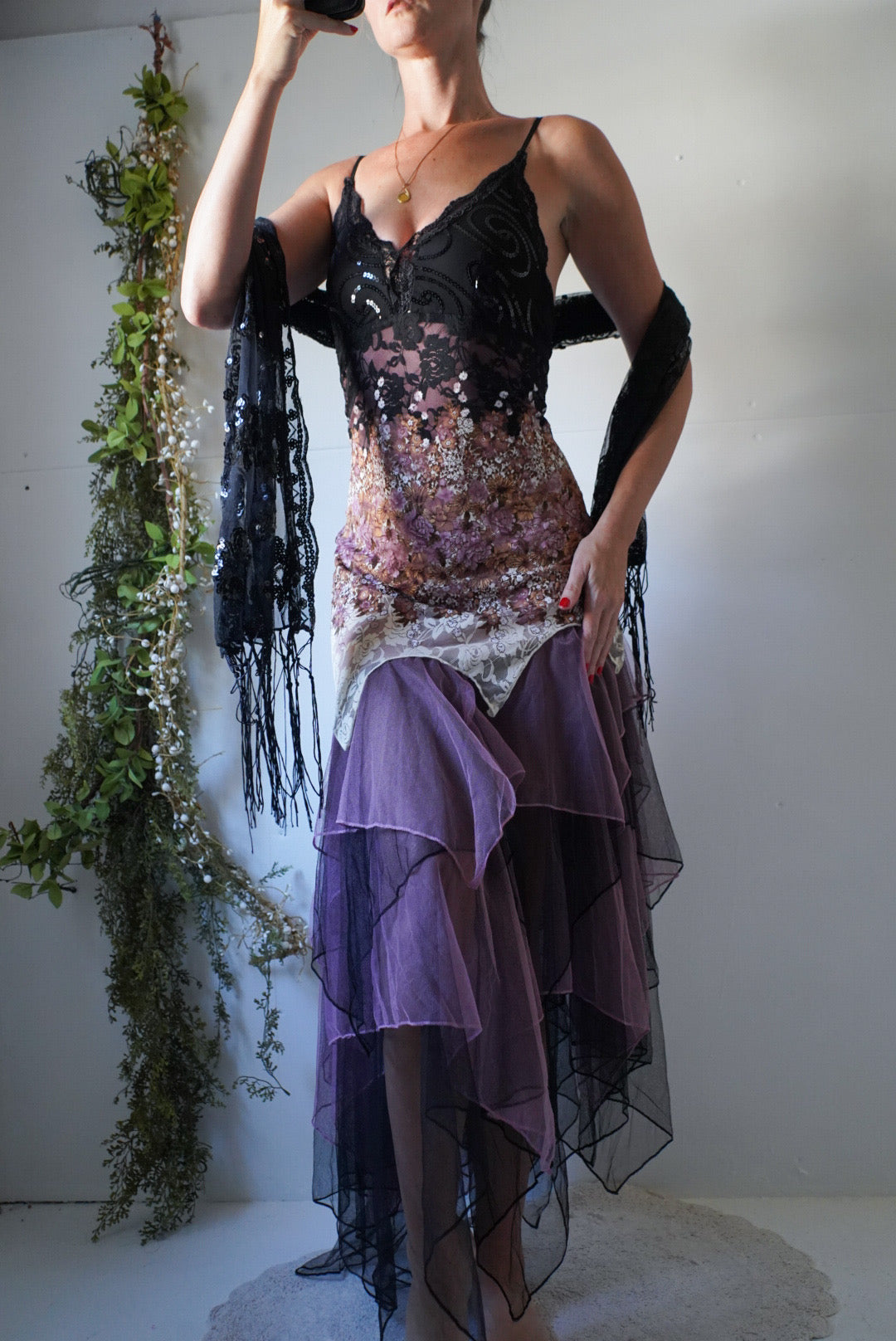 Y2k Lace Patchwork Sequin Fairy Dress