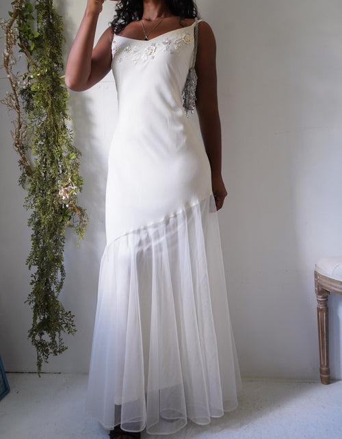 Y2K Ivory Tulle Hem Gown