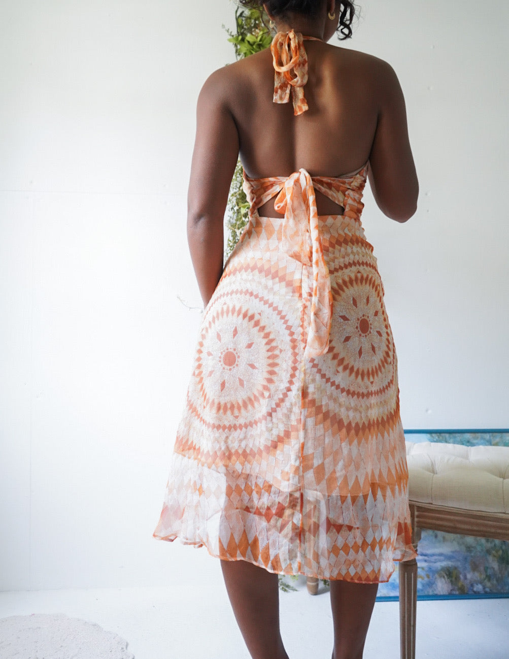 open lace back dress Striped Fruit Print Y2K Dress S-S/M – OMNIA main image 0