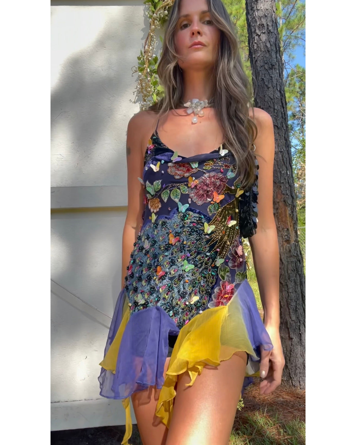 Handmade with a vintage silk peacock scarf