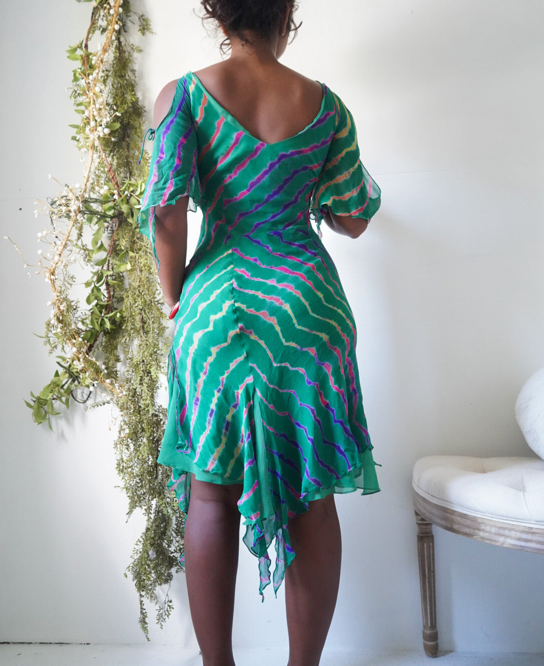 Y2K Silk Batik Print Fairy Dress