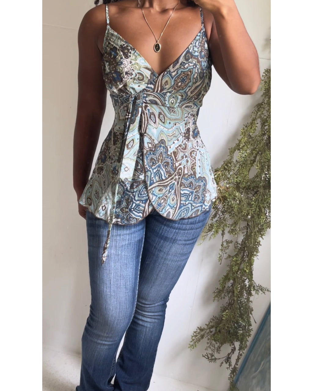 Y2K Paisley Boho Flyaway Top